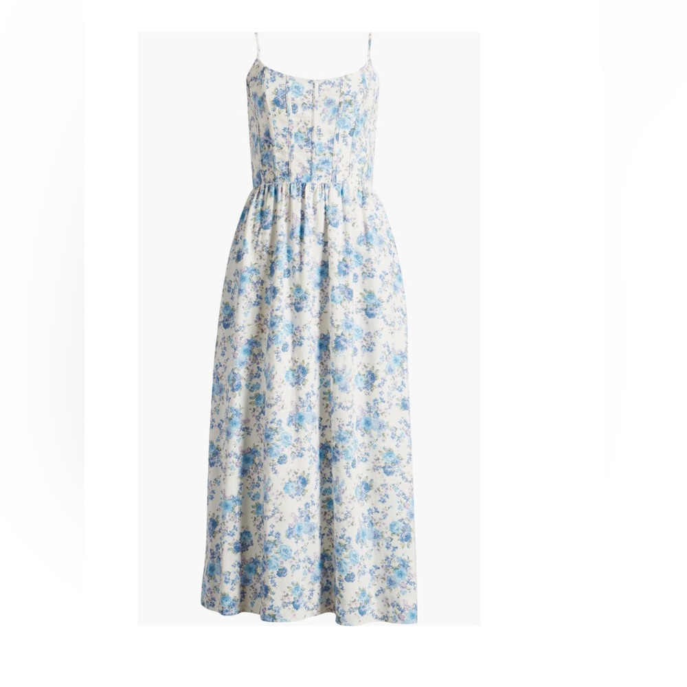 Charles Henry Blue Floral Pattern Dress